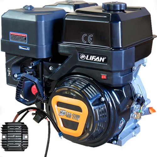Двигатель бензиновый Lifan 190F-T(18A) (KP420) под шпонку с катушкой освещения (17.0 л.с. / Ø25 мм / L=60 мм) 