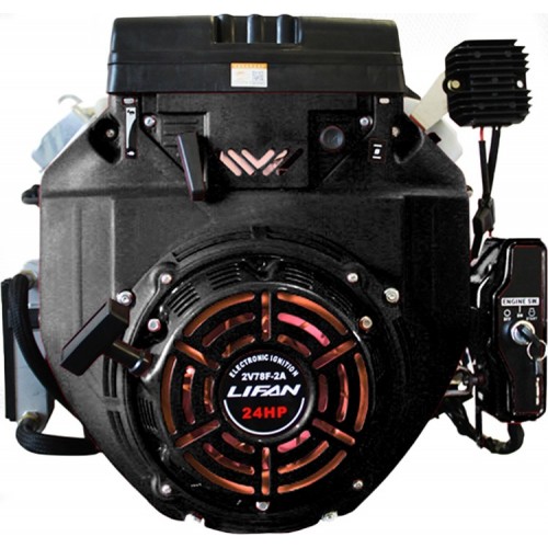Двигатель бензиновый Lifan 2V78F-2A V-образный под шпонку с катушкой освещения и электростартером (24 л.с. / Ø25 мм / L=56.5 мм) 